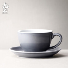 九土 陶瓷咖啡杯碟组标准拉花咖啡杯马卡龙色欧式咖啡杯套装商用加厚定制杯杯碟一套 高冷灰