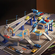 儿童玩具汽车闯关大冒险玩具车3-6岁男孩轨道车停车场玩具路轨城市汽车大楼儿童电动生日礼物 城市轨道4车+地图
