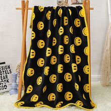 宠物毛毯日系卡通猫狗毯子狗狗珊瑚绒狗窝垫泰迪幼犬小狗被子 藏青色笑脸 50*70cm