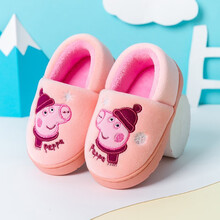 小猪佩奇乔治品牌儿童棉拖鞋 冬季新款卡通男童女童棉拖鞋保暖家居包跟可爱儿童棉鞋 新粉 18码鞋内长约17厘米约3-4周岁