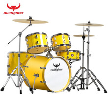 斗牛士（Bullfighter）儿童烤漆架子鼓演奏入门3三镲爵士鼓打击乐器 柠檬黄5鼓3镲