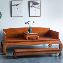 颐和盛世 红木家具缅甸花梨（学名：大果紫檀）罗汉床实木客厅沙发床新中式榻榻米禅意罗汉榻床榻 素面罗汉床