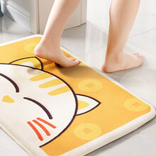 季森 吸水地垫浴室防滑垫家用卫生间地垫进门脚垫加厚加密速干垫子 暖色橘猫40*60CM