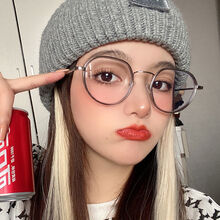 素颜神器眼镜ins风近视女韩版潮防辐射抗蓝光透明眼镜框ins风平光 灰银框 防蓝光平光镜