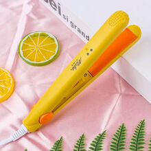 直卷两用迷你卷发棒学生拉直刘海翘卷电夹板懒人小型不伤发烫发器 柠檬黄 套餐一