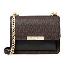 迈克科·尔斯（MICHAEL KORS）MK女包 JADE系列黑色拼色PVC配皮超小号单肩斜挎包 32H9GJ4C0B BROWN/BLK