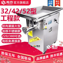 羚木 新款大功率商用32大型绞肉机电动绞馅全自动灌肠肉铺用大容量工程 42型-4000W工程款