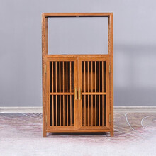 寻古红木家具非洲鸡翅木（学名：非洲崖豆木）茶水柜实木置物架新中式厨房储物柜玄关柜碗碟柜电视柜边茶叶柜 B款：长69*宽40*高120cm