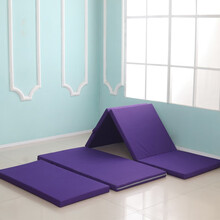 早教幼儿园儿童专用折叠加厚体操舞蹈仰卧起坐练功垫子空翻俯卧撑体能训练环保材质纯手工高弹牛津布无味 深紫 环保儿童专用50*100*5直板款