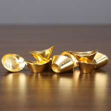 铜欣祥 合金元宝摆件工艺品客厅摆设家居装饰品 金色中元宝1个