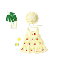 女新生婴儿衣服夏季薄款连体衣夏装三角包屁哈衣宝宝公主 杏色吊带蛋糕裙 66cm