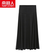 南极人孕妇半身裙春夏季薄款裙子莫代尔潮妈网红轻薄居家服打底长裙夏装 经典黑 L 【长款】春夏莫代尔