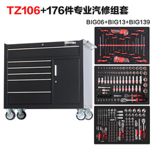 工具车推车多功能工具柜抽屉式汽修工业级维修工具箱定制 TZ106+176件汽修组套