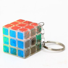 三阶小魔方钥匙扣3迷你小魔方挂件玩具随身携带小玩具 透明款