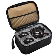 便携旅行功夫茶具套装出差户外家用简约礼品陶瓷快客杯泡茶壶茶杯 一壶两杯+包（黑色） 企鹅壶