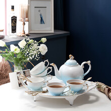 INGRI（英格丽）咖啡杯套装家用轻奢陶瓷下午茶具托盘花茶壶杯碟骨瓷小奢华礼盒装 云似海-托盘