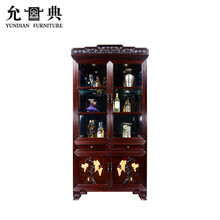 允典红木家具花枝（学名：巴里黄檀）四世同堂双门酒柜仿古明清古典酒柜客厅用双门酒橱 栗壳色 双门