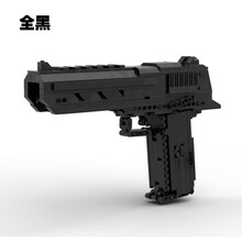 手炝积木枪csgo二西莫夫拼装成年高难度可射沙鹰玩具 全黑色+40/说明书为电子版
