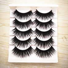 5对硬梗假睫毛自然浓密加长夸张款夜店舞台表演拉丁舞演出眼睫毛H H-1 1盒假睫毛(5对装无)