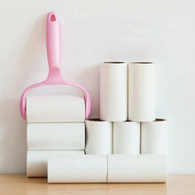 粘毛滚筒粘毛器600撕可撕式衣服除毛粘尘纸除尘器宠物毛发吸尘器暮箫景 【共300撕】5卷纸芯