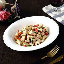 员创菜盘陶瓷纯色网红盘商用餐厅酒店瓷盘早餐盘烤盘真陶瓷菜盘子 10英寸北海汤盘