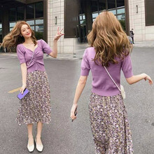 瑞彼丽 哺乳套装2021夏季轻熟风可盐可甜辣妈外出上衣+碎花半身裙子产后浦乳期喂奶两件套 图片色【竖开拉链哺乳】 M