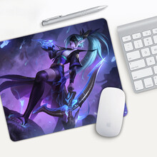 鼠标垫小号锁边lol游戏电竞笔记本电脑办公桌动漫卡通可爱女ins风 暗夜猎手薇恩 -锁边 250x300mm  3mm