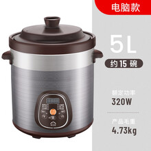 水晶宫（CRYS.P）电炖锅紫砂锅6L8L大容量煮粥锅电炖盅熬药煲汤锅慢炖汤锅沙锅砂锅石老火熬煮汤 5.0L（电脑款）DDG-50QZ