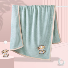 优米熊 毛毯 A类午睡小毯子空调盖毯办公室毯子盖腿小毛毯午休毯厚单人幼儿园午睡毯 豆绿色