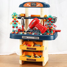 儿童拧螺丝钉组装玩具3-4-5-6岁过家家拆装拆卸维修工具箱套装玩具男孩 双面工具台+电动电钻【豪华246件套】