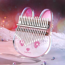 21音kalimba卡林巴拇指琴练习手指琴透明水晶初学17音巴林琴乐器 17音兔小乖 图案【琴盒+全套】