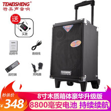 特美声（TEMEISHENG)A51户外8寸广场舞大功率便携式锂电移动音箱插卡拉杆音响 旗舰版+1头麦