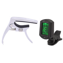 青歌 AC-30吉他变调夹力度调节电木民谣贝斯尤克里里移调夹金属变音夹 AC-30吉他变调夹＋ET-33U吉他调音器 银色