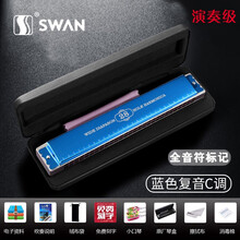 德国进口音簧天鹅S28孔专业演奏口琴 重音复音高级成人儿童乐器 28孔黑色重音C调【专业演奏级】 （音标款）28孔蓝色复音C调【专业演奏级】