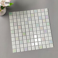 飞客达阳台天花马赛克水晶玻璃卫生间墙面电视背景墙瓷砖网红款浴室厨房 白幻彩纹 30x30