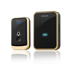 门铃无线家用远距离按键响铃穿墙门玲免打孔一拖一拖二老人呼叫器 金黑色[1个按键+1个响铃]