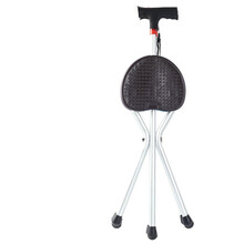 丞鑫铝合金拐杖 老人带灯三脚手杖凳 家用拐棍带凳可折叠椅助步助行器 古铜