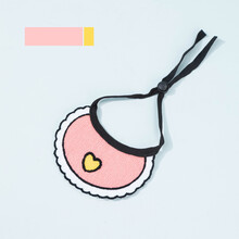 鹿凌青 可爱手工狗狗猫咪围兜编织口水巾围巾小猫围脖围嘴饰品宠物三角巾 粉色口水巾围巾 S-小型