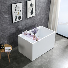 溪友小浴缸家用小户型日式深泡亚克力独立一体式可移动坐式迷你方缸 1.1 m 有座加深  浴缸 以选项里尺寸为准