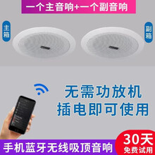 XIMANNI无线蓝牙吸顶音响天花嵌入式喇叭背景音乐公共广播家用餐厅校园吊顶有源音响套装 蓝牙音响普通版一拖一（适合60平）