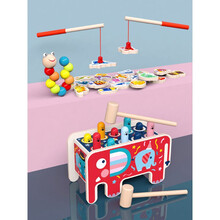 大象打地鼠玩具幼儿童益智力0婴儿1一2至二岁半3男孩女孩宝宝敲打礼物 新款七彩大象打地鼠+扭扭虫+21条磁性钓鱼