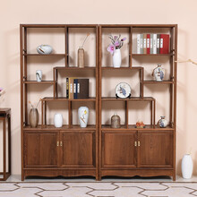 匠人塘红木家具非洲鸡翅木（学名：非洲崖豆木）博古架实木置物架书架书柜中式客厅隔断玄关柜古董架陈列架 博古架一对