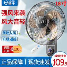 扬子壁扇家用摇头轻音挂扇工业遥控墙壁扇餐厅大风力壁挂式电风扇挂饭店商超壁扇 18寸遥控款铝叶【5叶】 升级加2米延长线