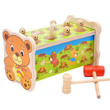 砸地鼠玩具 木质儿童打地鼠玩具幼儿一岁宝宝敲打玩具1-2-3周岁女孩男孩 小熊打地鼠