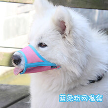 狗狗嘴套宠物用品乱吃防叫防咬口罩止吠小大型犬泰迪金毛萨摩比熊 蓝条粉网嘴套【至臻版】 M【收藏加购，优先发货】