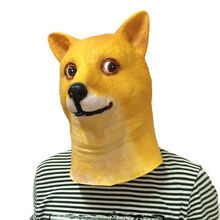 万圣节动物面具头套cosplay抖音搞笑表演神烦狗宠物狗面具黄狗头套面具忠犬八公狗头面具动物面具 搪胶黄狗