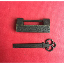 依莲妃 古玩杂项复古纯铜小锁 喜鹊登梅喜鹊登梅合背小号可正常使用4厘米