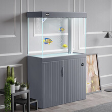 意牌（YEE）大中小型鱼缸水族箱生态免换水底滤鱼缸客厅家用高清玻璃金龙鱼缸 典雅深灰 100x35x85cm缸高