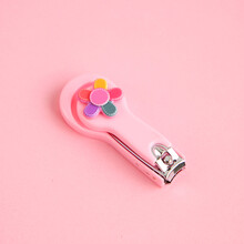 网红可爱指甲钳韩国迷你小号便携学生少女心家用单个指甲刀指甲剪 红色 长行粉色小花