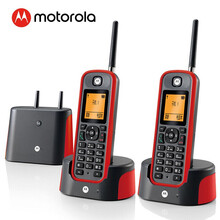 摩托罗拉（Motorola）电话机 O201C 无线固话 远距离数字无绳子母机家用电话座机 0202红色 双机